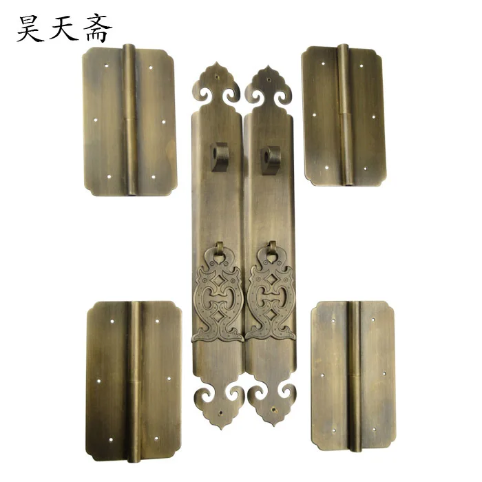 [Haotian vegetarian] copper handle shoe bookcase classical Chinese antique cupboard door handle kit wishful money