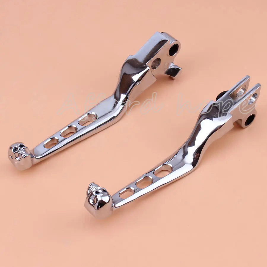1pair Chrome Aluminum Skull Brake Clutch Handlebar Lever for Harley Sportster Softail Night Train Fatboy Electra Glide Custom