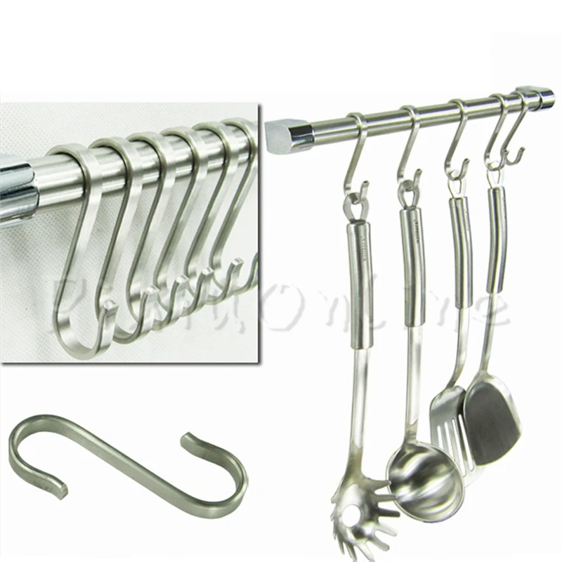 2PCS ST033b S Shaped Hooks Stainless Steel Non-trace flat 2MM Thick House Kitchen Hanging Hanger Clothes Storage Rack Tool