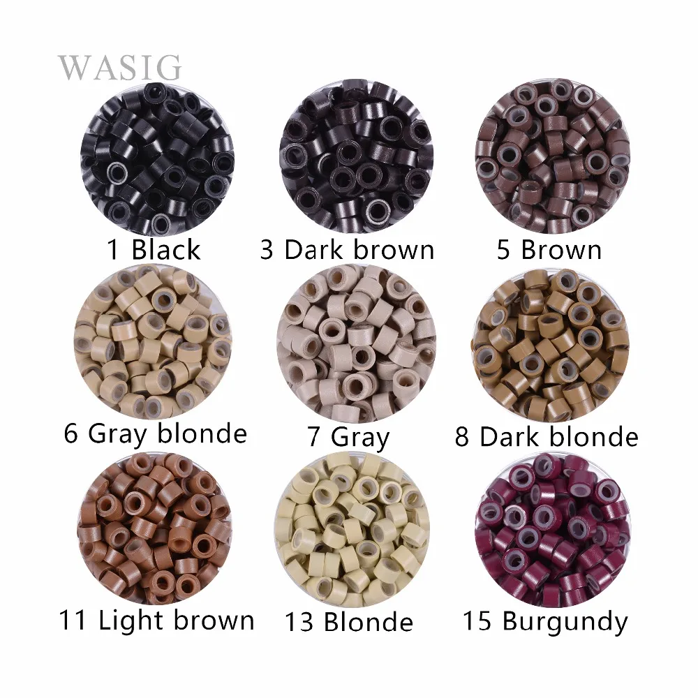 1000pcs 5mm Silicone Lined Micro Rings links beads for I tip hair extension tools 9 Colors Optional