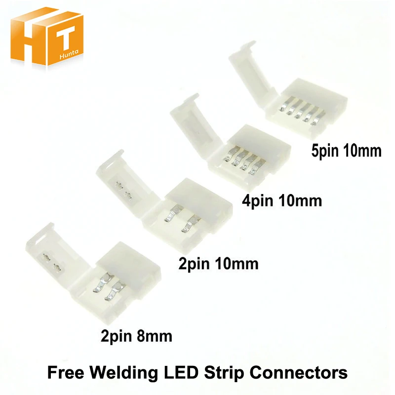 LED Strip Connectors 2pin 8mm / 10mm  4pin 10mm 5pin 10mm Connector Clip 5pcs/lot for Single Color/ RGB RGBW Strip Light