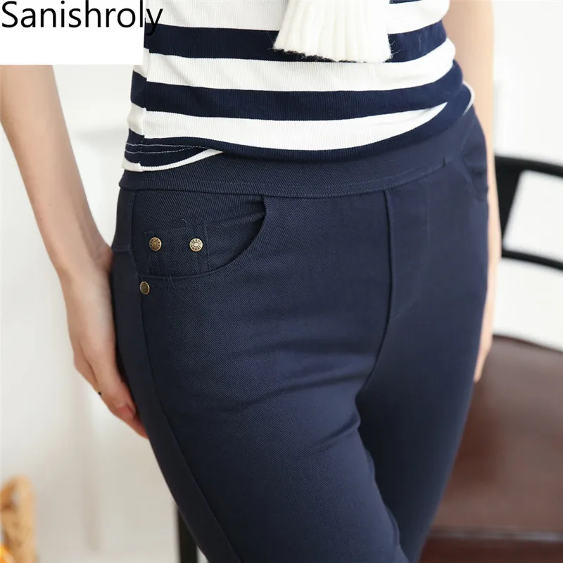 

Sanishroly 2018 Oversize 6XL Women Leggings Slim Elastic High Waist Pockets Workout Leggings Ladies Black Pants Trousers SE129