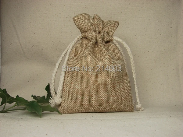 8x12cm small jute drawstring gift bag  with custom printing your company logo