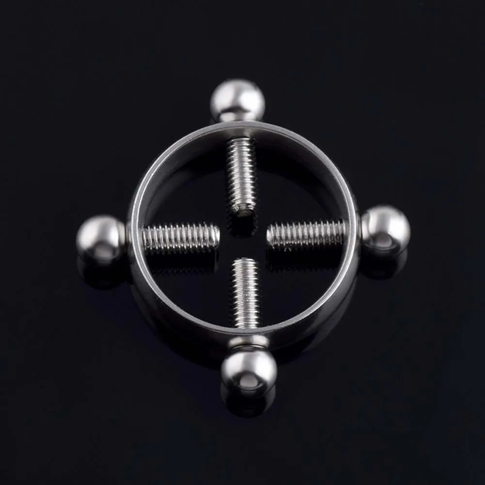 Adult sex toys Silver Alloy Adjustable Screw On Nipple Clamp Ring Barbells Body Piercing Jewelry Fetish Kinky Breast Sextoys CJ