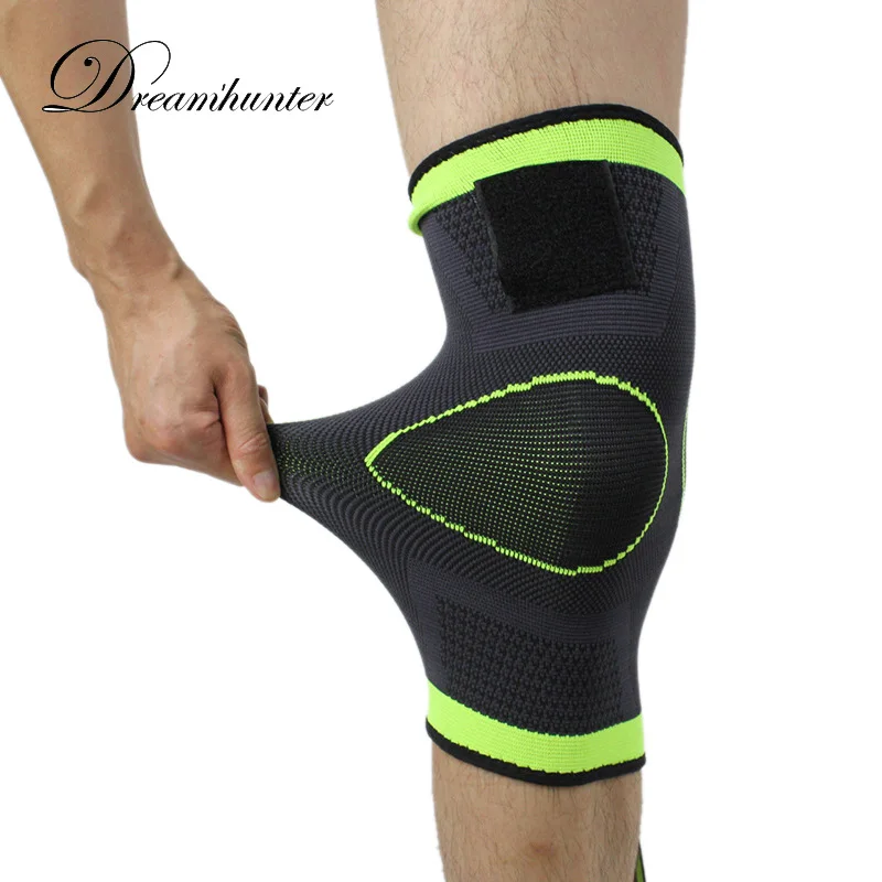 1pc Straps Pressurized Sports Knee pads 3D weaving basketball tennis hiking dizlik knee brace support professional protector 4XL