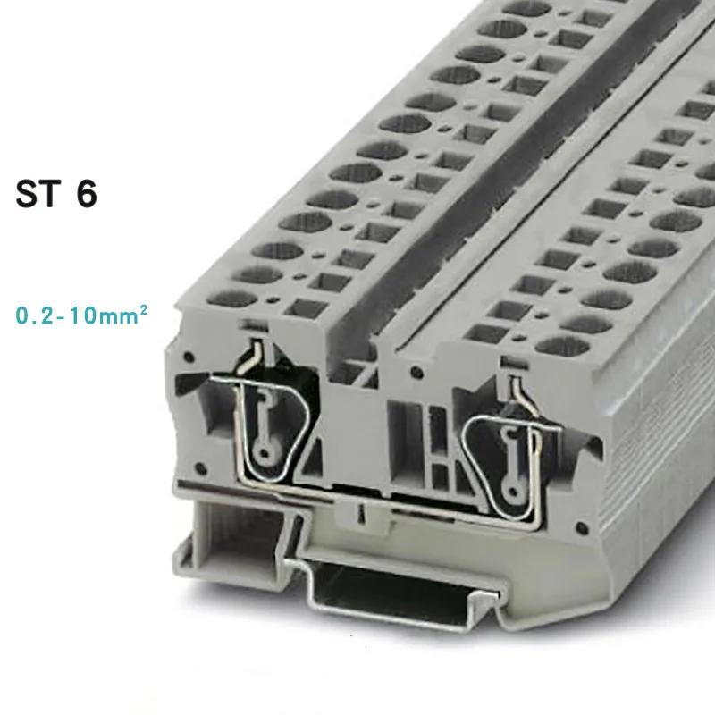 10pcs Type ST6 20-8 AWG Fast Wiring Contductor Connector United Din Rail Modular Push in Screwless Terminal Block ST-6