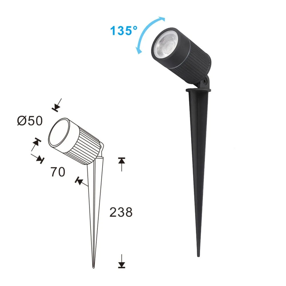 6 szt 5W 7W wodoodporny 12V AC85-264V podwórko Spot Inground IP67 Led Spike COB trójkąt