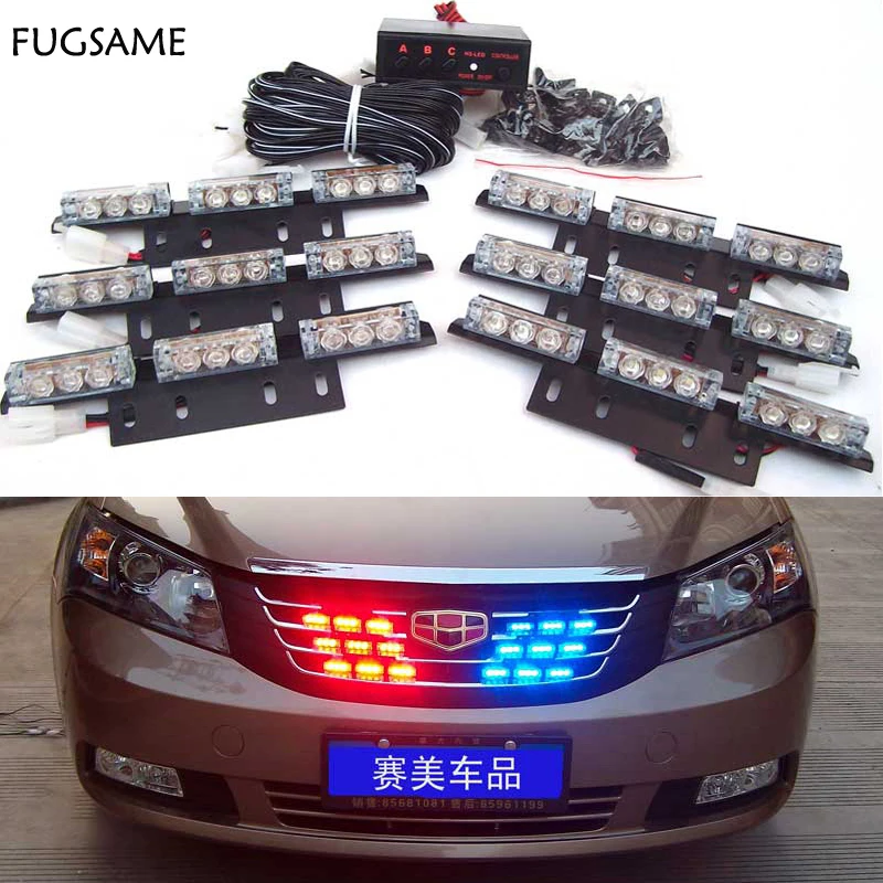 Free Shipping 12V 54LED Car Auto Truck LED Beacon Emergency Recovery Flashing Warning Strobe Light Red Blue White Green Amber