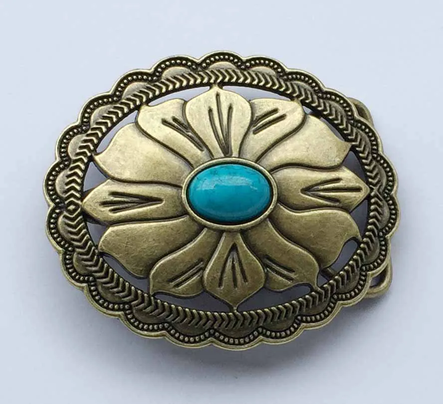 Western Navajo Floral Turquoise Belt Buckle SW-BY873 suitable for 4cm wideth belt with continous stock