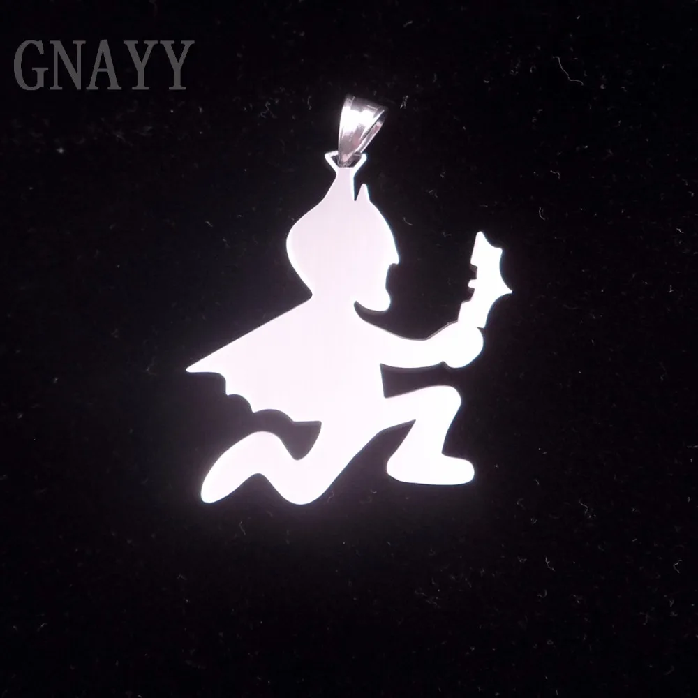 GNAYY Large 2 inch Hatchetman Charms ICP Hatchet bat Pendant Juggalo Stainless Steel Pendant Necklace ball chain 30''