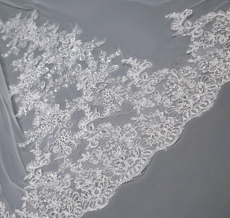 New Arrival white Lace Appliques Bridal Veil Voile de mariee 2025 Veu de noiva longo wedding veil wedding accessories