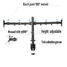 Dual Monitor Clamp Mount 10-27 Inch 360 Rotation #5