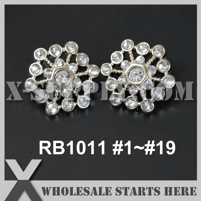 

Color Option: RB1011 #1~#19 / Plastic Acrylic Rhinestone Button for Clothing,Flower Center/Silver Base/Bulk Wholesale