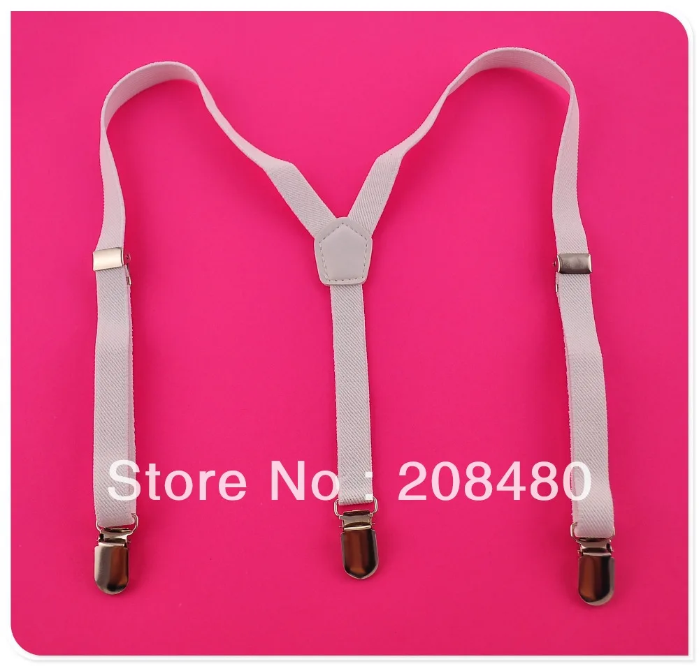 Free Shipping-1.5x65cm "White" Kids Suspenders Children/Boys/Girls Suspender Elastic Braces Slim Suspenders-Wholesale & Retail