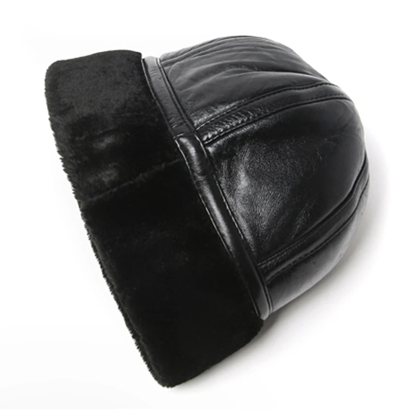 Wholesale New Fashion 2020 Hot Sale 100% High Quality Genuine Round Leather Hats Men Women Winter Warm Sheep leather Cap