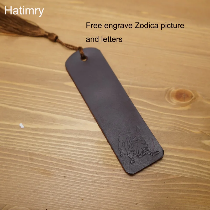 Genuine Leather smooth brown bookmark marque page engrave zodiac sign stationery items marcador de livro bookmarks marcapaginas
