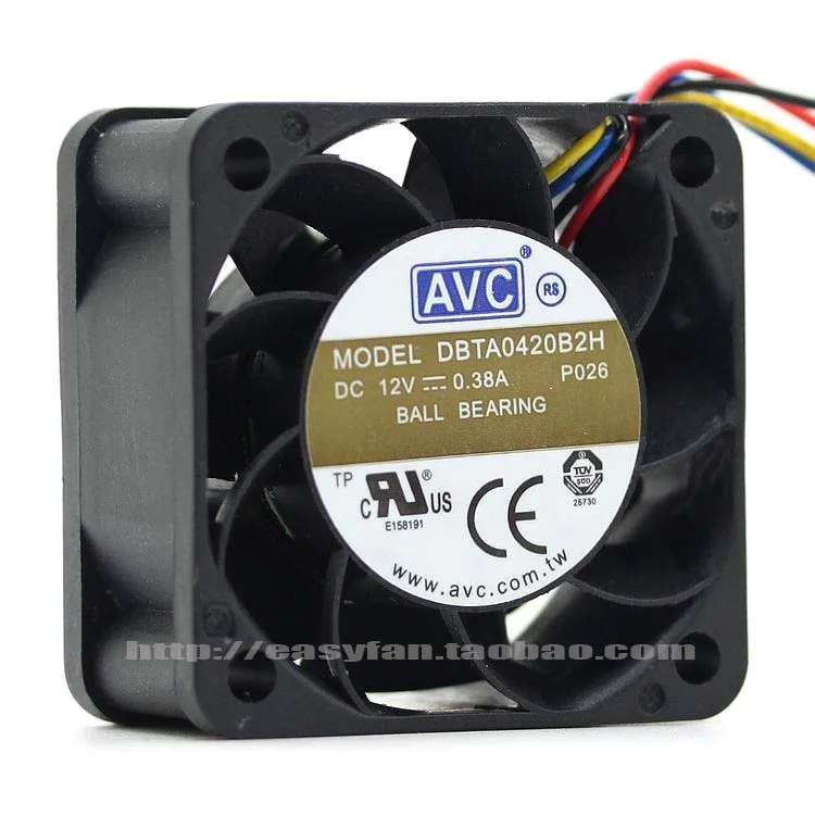 

AVC DBTA0420B2H P026 Server Cooling Fan DC 12V 0.38A 40x40x20mm 4-Wire