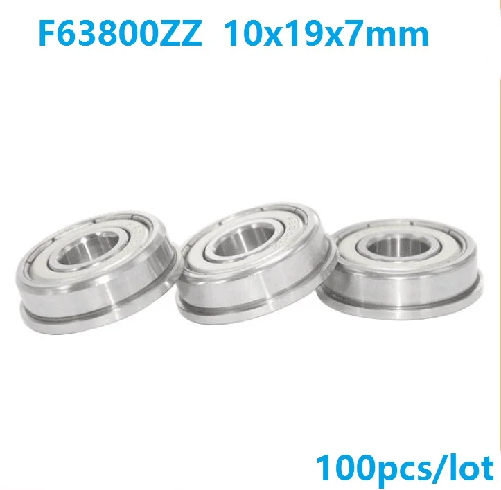 100pcs/lot F63800ZZ F63800Z F63800 ZZ 10x19x7 mm flange deep groove Ball Bearing 10*19*7mm