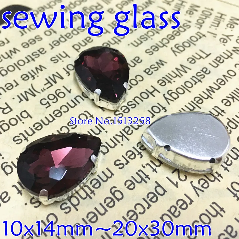 Burgundy Color Sew On Crystal Teardrop Fancy Stone With Claw Setting 10x14mm,13x18mm,18x25mm,20x30mm For Jewelry Making