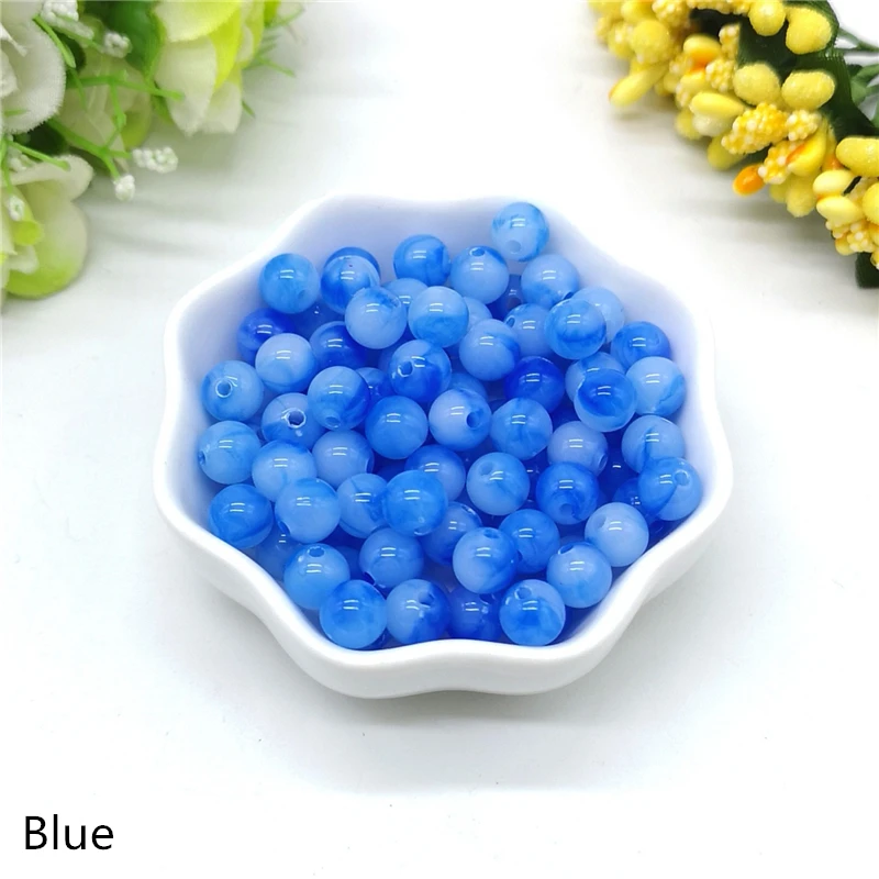 50pcs 8mm Double Color Imitation Stone Round Shape Beads Jewelry Making Acrylic  Loose Bead  DIY Accessory