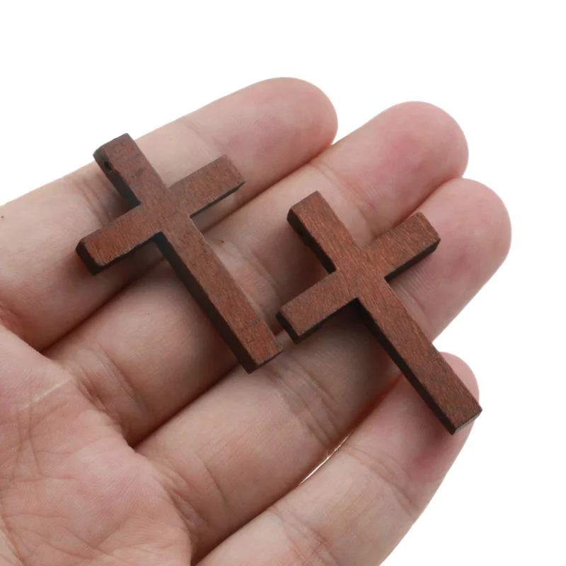 Aiovlo 20pcs/lot Natural Wood Cross Charms Pendant DIY Necklace Charm Jewelry Making Findings Handmade Accessories Supplies