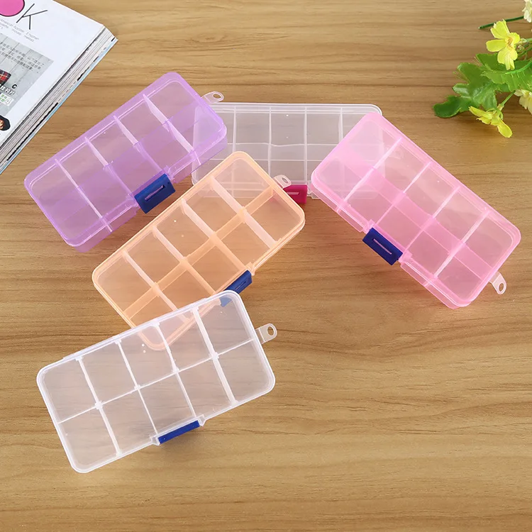 

100pcs/lot Free Shipping Wholesale Clear Jewelry Beads Container Storage Plastic Box 10 Compartments lin3961