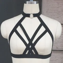 Women New Black Harness cage bra Exotic Apparel Gothic Harajuku sexy lingerie cosplay bondage harness prom dresses harness bra