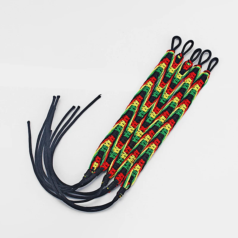 12pcs Handmade Cotton Silk Cord Rasta Hippie Jamaican Color Friendship Bracelet DIY Exquisite Fashion Jewelry