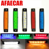 2pcs 12v 24v amber led side marker lights 6 led for trucks marker light lamp 12V Red white blue green