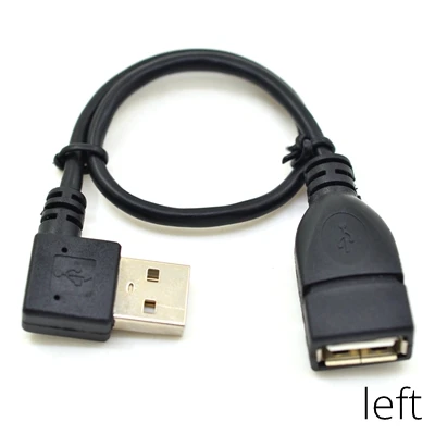Угловой удлинительный кабель USB 2.0, 20 см, 90 градусов, правый, левый, вверх и вниз, адаптер для зарядки данных «папа-мама», 0,2 м