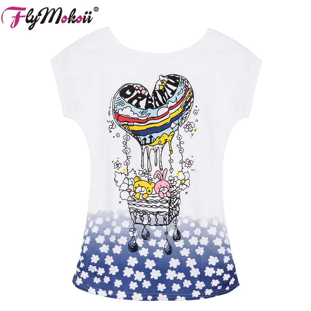 

Short Sleeve O-neck T-shirt Women Summer Loose Printed Casual Cotton Cute Tee Shirt Fashion Female Tops