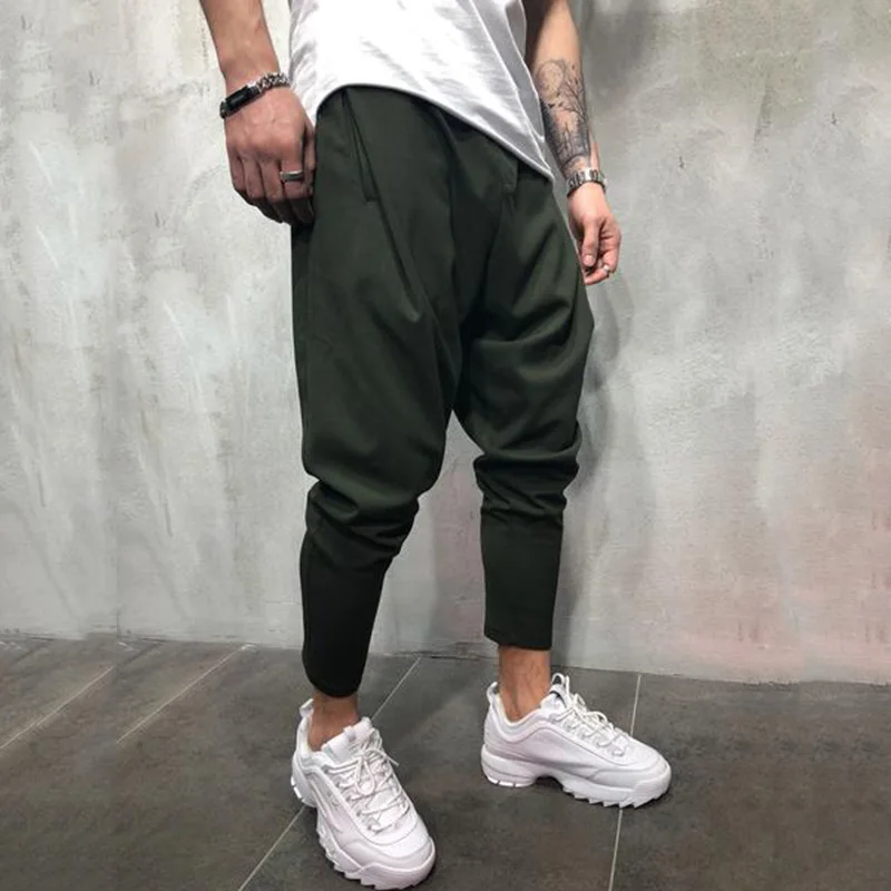 Pantalones de Joggers para hombre, ropa de calle de Hip Hop, pantalones Harem casuales, sueltos, delgados, Fitness, suaves, lisos, ropa de apertura