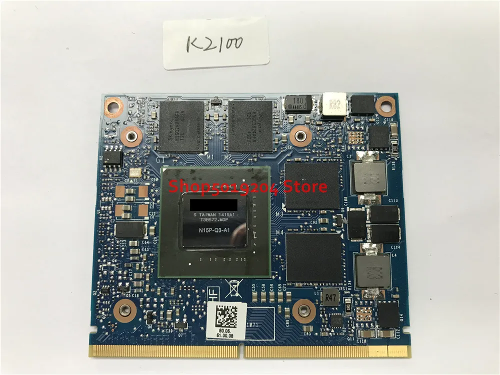 

N15P-Q3-A1 Original K2100 K2100M 2GB graphics card For HP ZBook 17 15 g1 Elitebook 8560W 8760W 8770W Test 100%