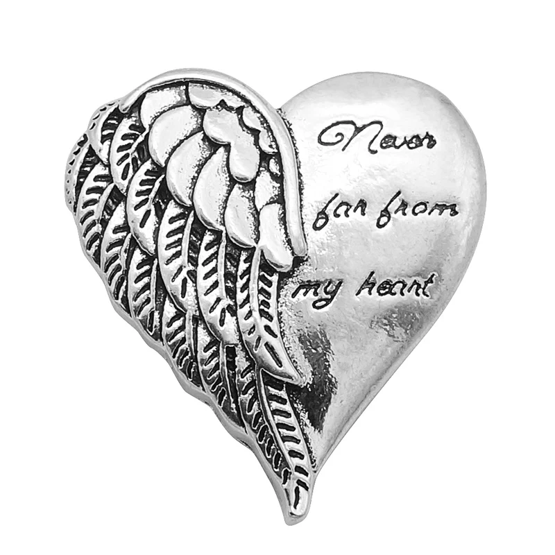 KZ3260 New Fashion Beauty Heart Wings 28mm snap buttons fit 18mm snap jewelry wholesale