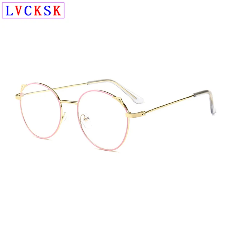 

Finished Myopia Glasses Women Anti Blue Ray Girl Cute Cat Ear Round Retro shorted sighted Eyeglasses Nearsighted Spectacles A3