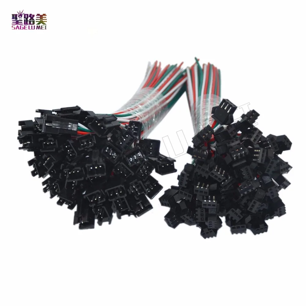 50 par 3-pinowych złączy LED JST SM wtyczki 3-pinowe złącze JST SM męskie do żeńskich do taśm LED 2811 2812B RGB