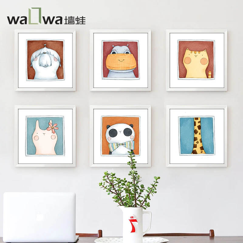 The wall paintings of children room frog modern minimalist illustration cartoon creative painting animal spore adorable pet livi