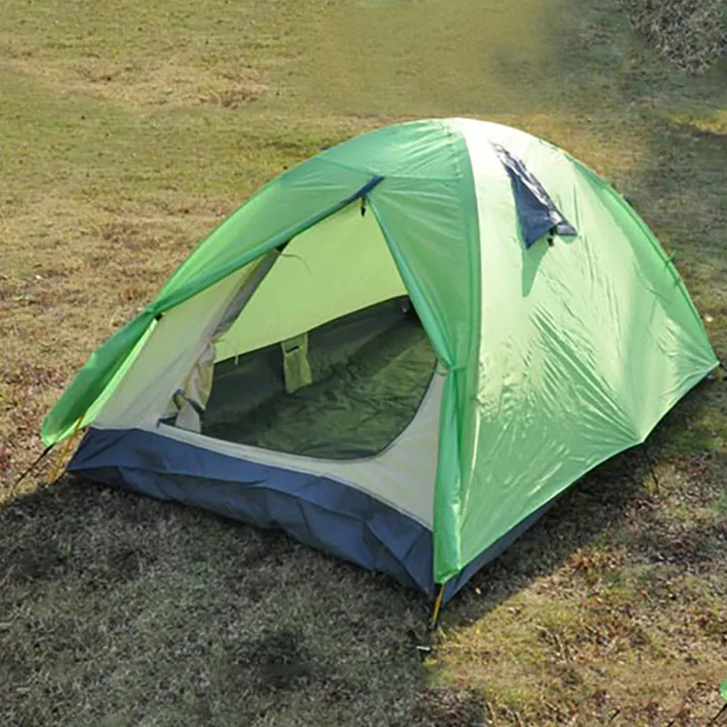 

1-2 people outdoor travelling hiking sports equipment 5000mm waterproof double layer fiberglass pole camping tent