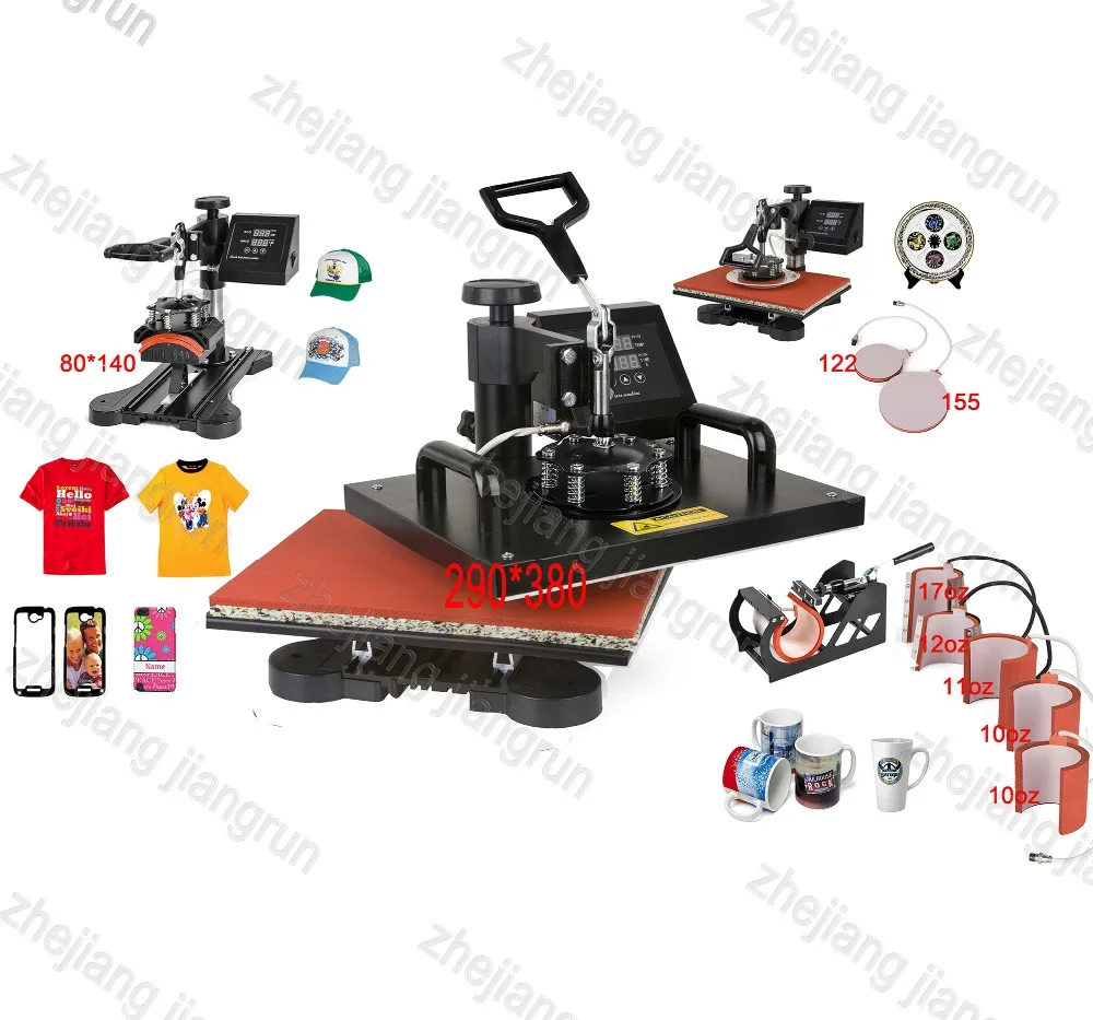 New Design 9 In 1 Combo Heat Press Machine,110V-240V Heat Transfer/Sublimation Machine,sublimation printer for Mug/Cap/TShirt Et