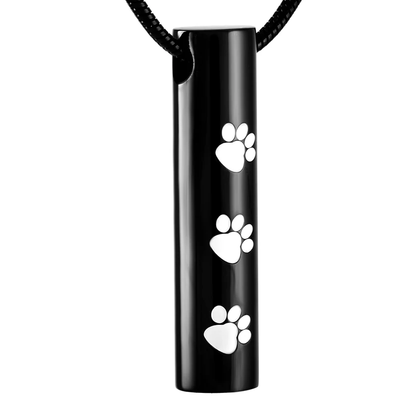 IJD2473 Dog /Cat Paw Print Cylinder Cremation Jewelry For Pet Memorial Urn Neckalace Hold Ashes keepsake Pendant