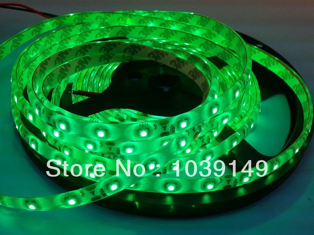 Green Color 3528 60LEDs/M LED Strips,3528 LED Flexible Strips,waterproof IP65,5m/roll,white PCB with 3M tape,DC12V input