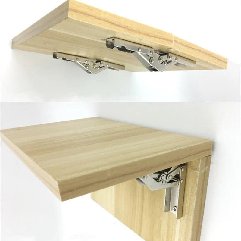 2pcs Cold steel 90 degree folding shelf hinge bracket hidden table holder hinge furniture accessories folding shelves