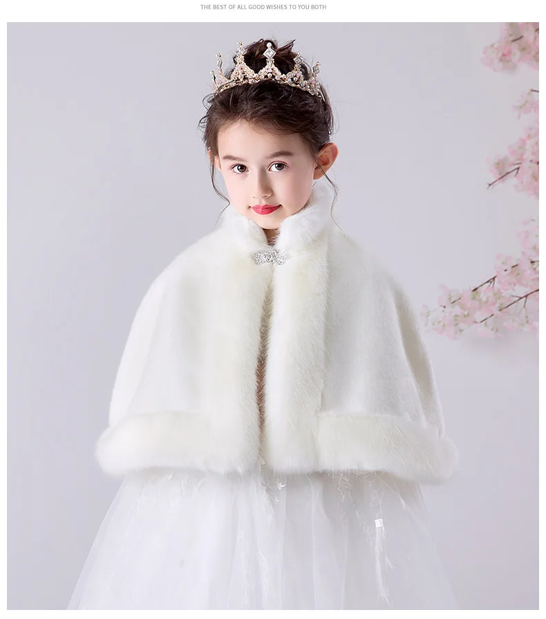 Children newborn girl fur cape infant formal princess cape baby plush cloak kids dress cape bridesmaids Fur coat Boleros 3m-8t