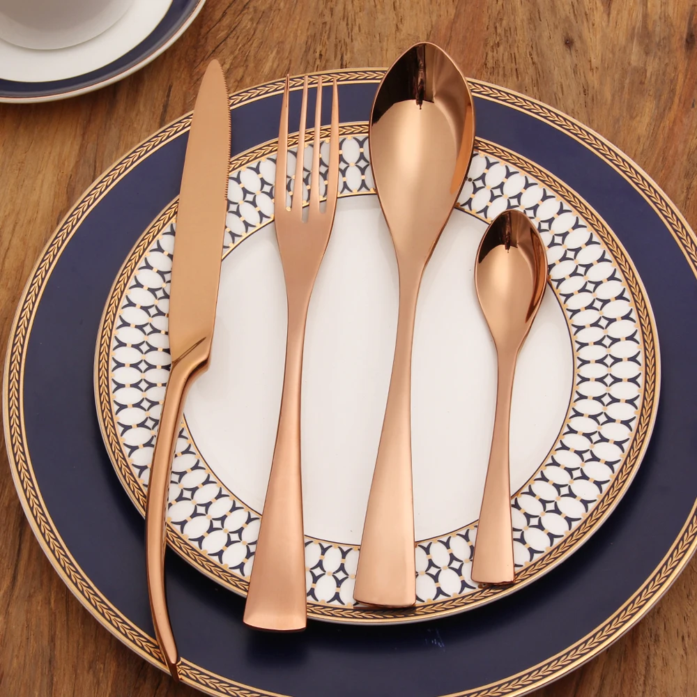 

Lekoch 16 pcs 18/10 Stainless Steel Cutlery Rose Golden Flatware Set Dinner Fork Knive Spoon Set Home Kitchen Tableware Set