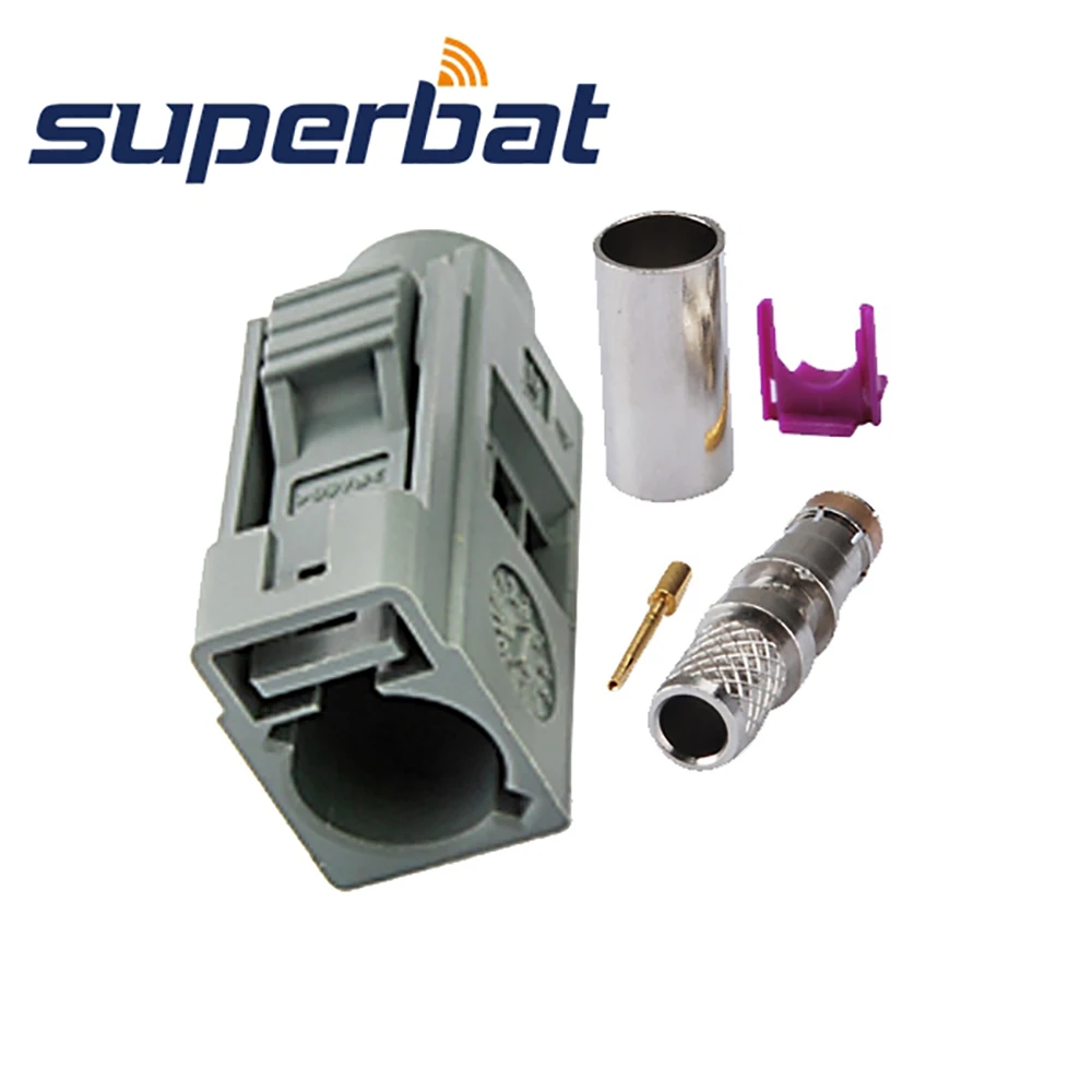 Superbat Fakra G Grey Crimp Female Remote Control Keyless Entry RF Connector for Coaxial Cable RG58 LMR195