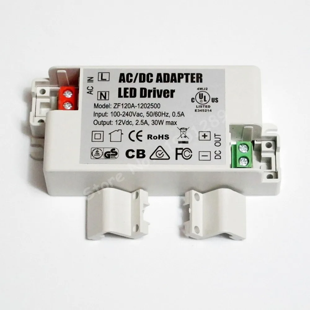 30W 2500mA MR16 MR11 LED Driver AC/DC Adapter Transformer Input AC 100V-240V Output DC 12V For LED spotlight and LED strip