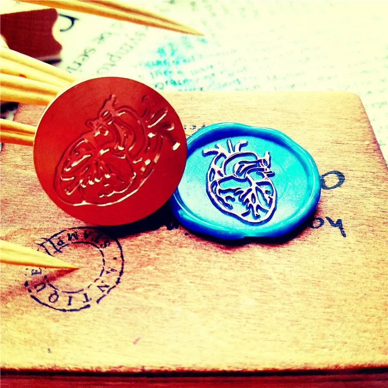 Anatomy Wax Seal Stamp, Gothic wedding stamp, heart wood handle stamp, Anatomically Correct Heart seals,Envelope Letter seals
