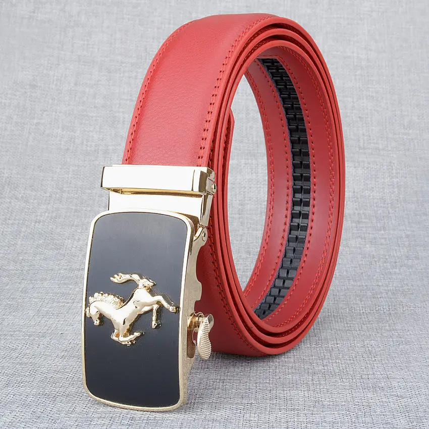 Hot Sell Brand Horse Designer Automatic Buckle Belt Men Genuine Leather Belt Man Luxury Men Belts Alloy Buckle Best As Gift