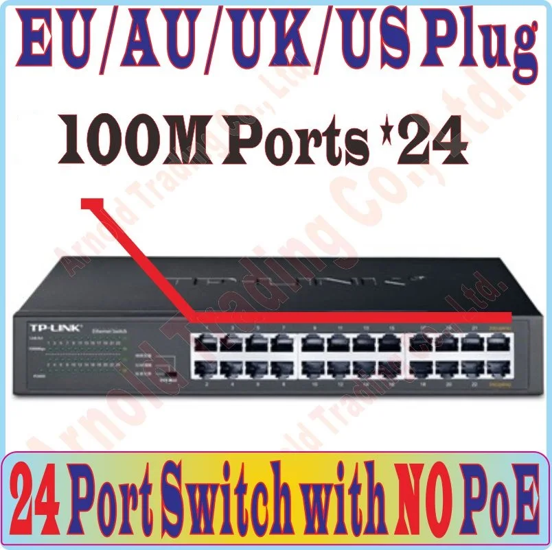 Plug and Play, 24 ports fast 100Mbps desktop Switch without POE port, For NVR and CCTV IP Cameras / wireless AP, Metal Cabinet