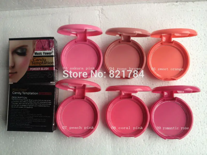ブランドミュージックフラワーキャンディフェイスミネラルパウダーブラッシュ誘惑シルキータッチチャーミングカラーラスシーフィッシュネット8g（英語名入り）